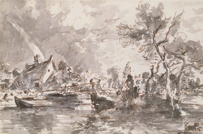 Flatford Old Mill Cottage on the Stour by John Constable